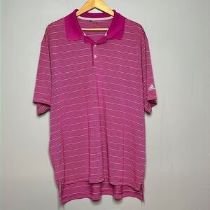 ADIDAS CLIMALITE PINK WHITE STRIPED GOLF POLO XXL